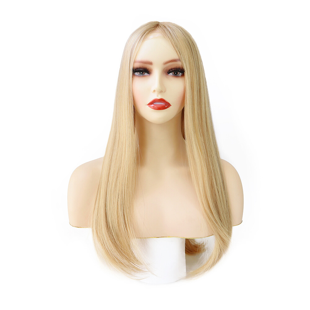 Women European Remy Human Hair Wigs Lace Front Medical Wig Medium Size 18in MW45