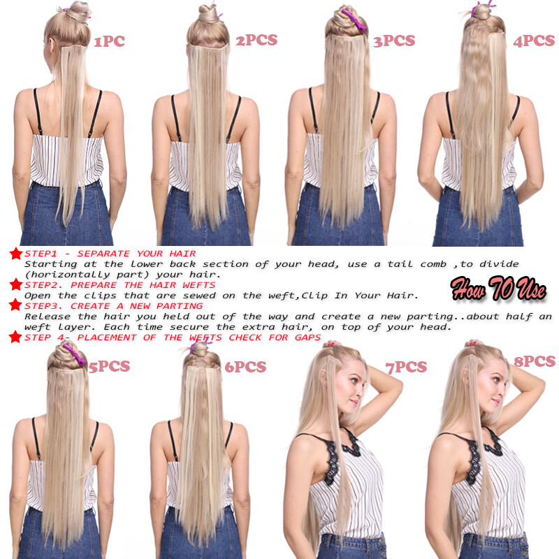 18 Clips Thick Curly Straight Full Head Clip in Hair Extensions Real As Human US