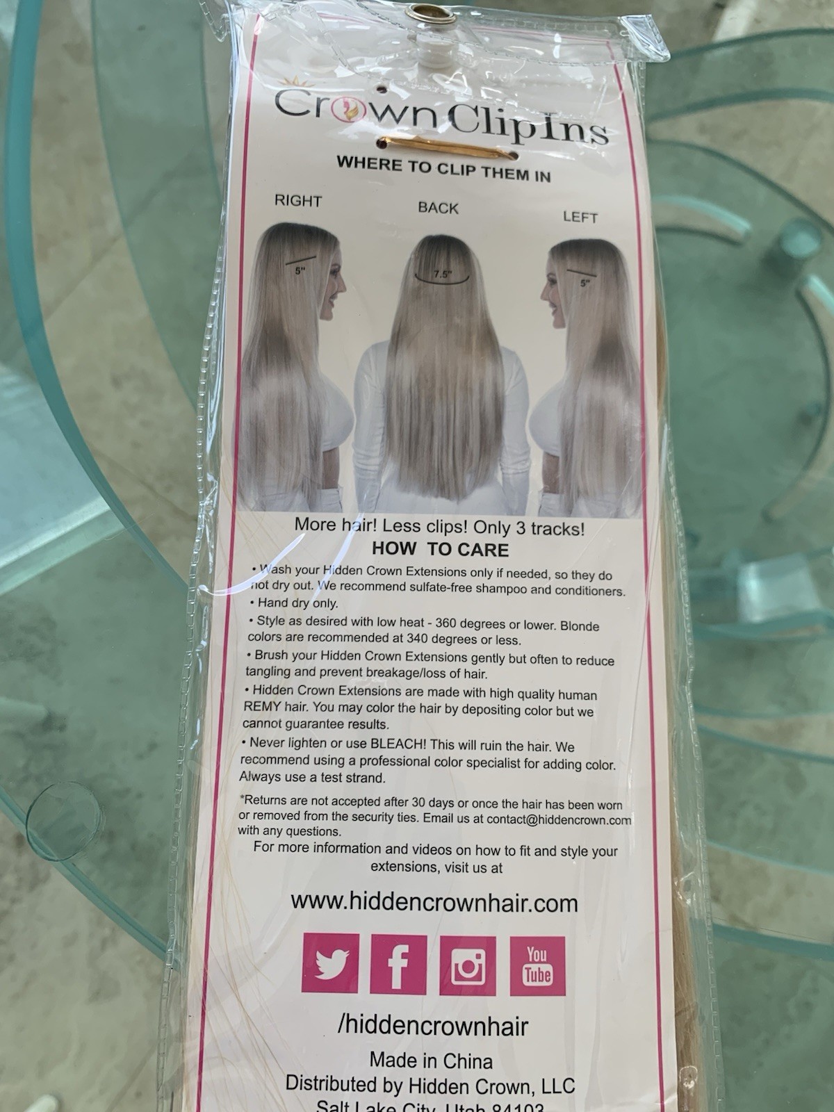 HIDDEN CROWN 18″ CLIP IN LIGHT BEIGE BLONDE HAIR #22 3 EXTENSIONS ORIGINAL NWT