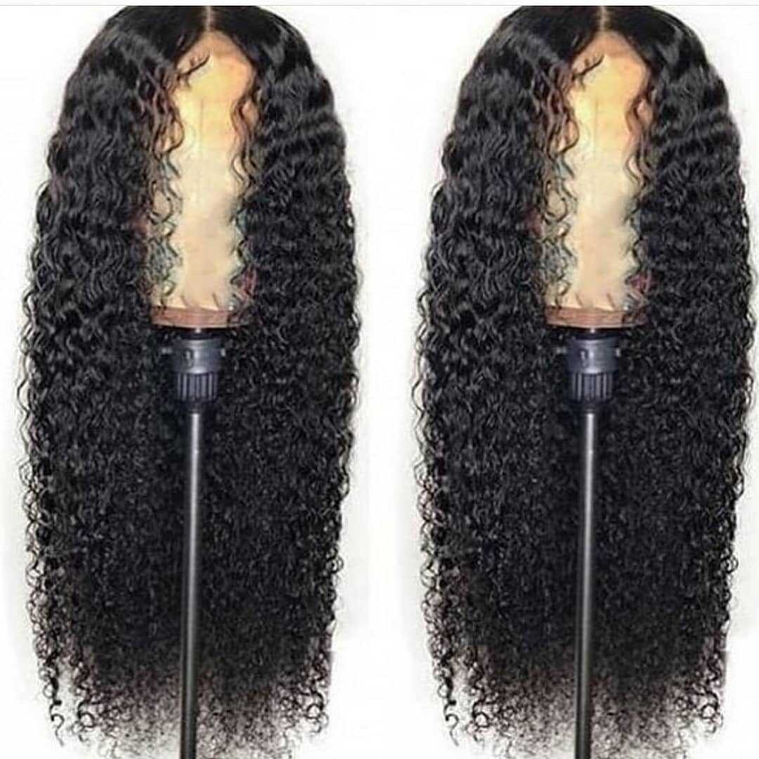 1 Set Long Curly Bob Lace Front Human Hair Wigs Water Wave PrePluck For Women