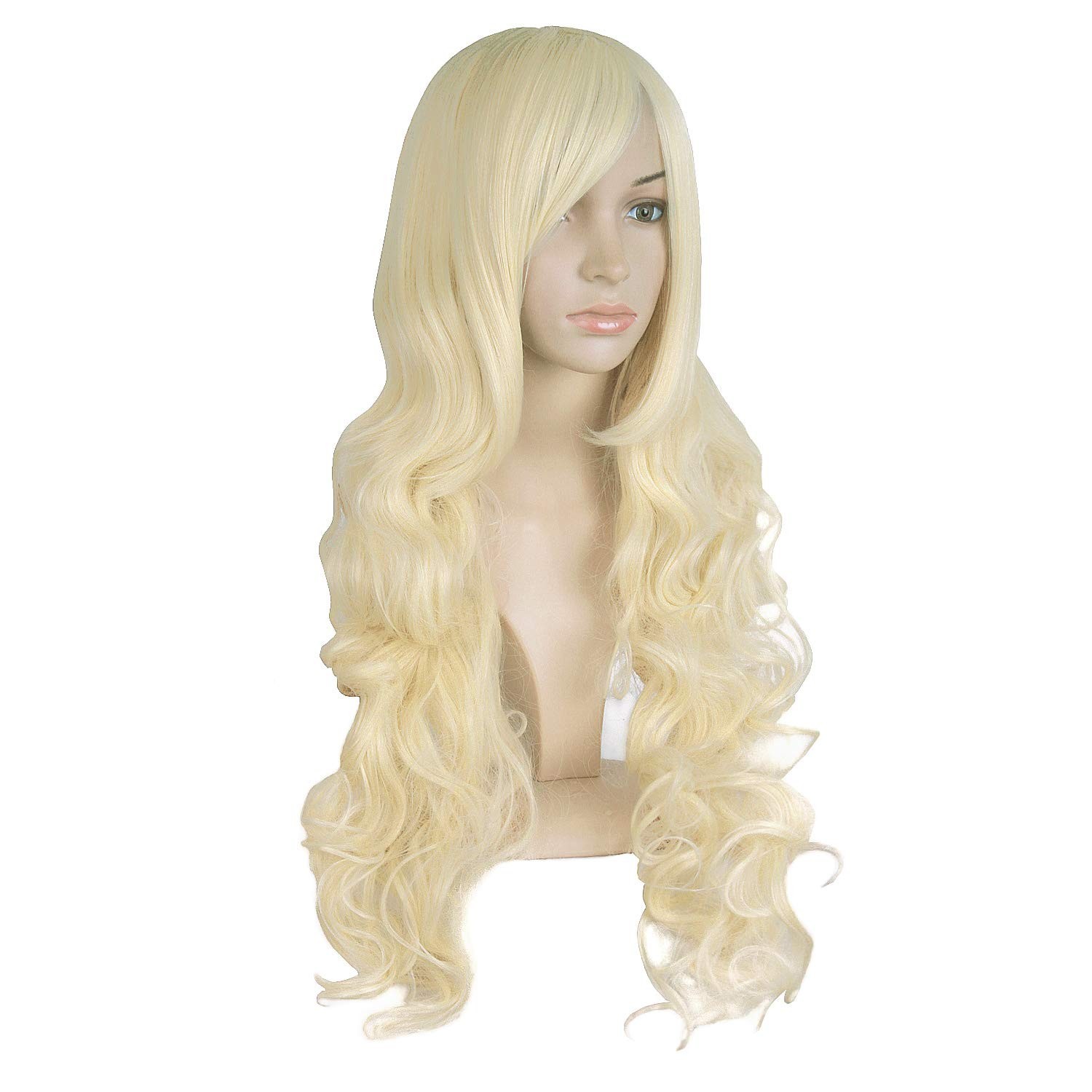 32″ 80cm Long Hair Spiral Curly Cosplay Costume Wig Light Blonde