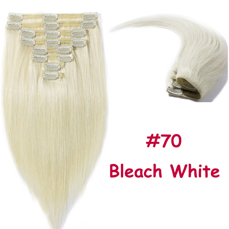 Deluxe 160g+ Clip in Remy Human Hair Extensions Full Head Double Weft Ombre B793