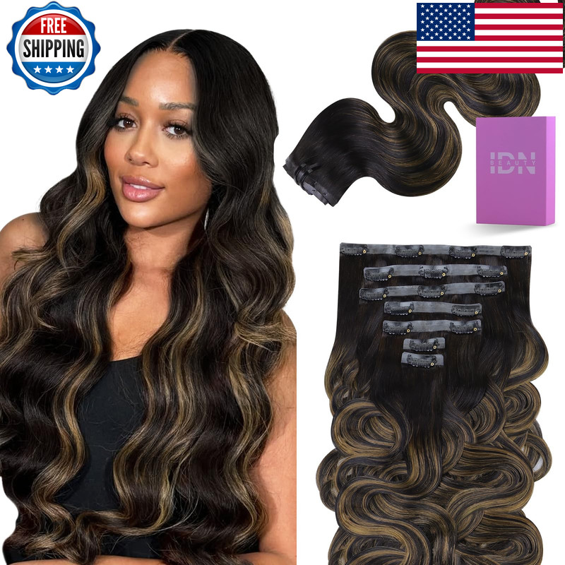 Idn Beauty Seamless Clip In Hair Extensions Human Hair Body Wave 20 Inch 110G