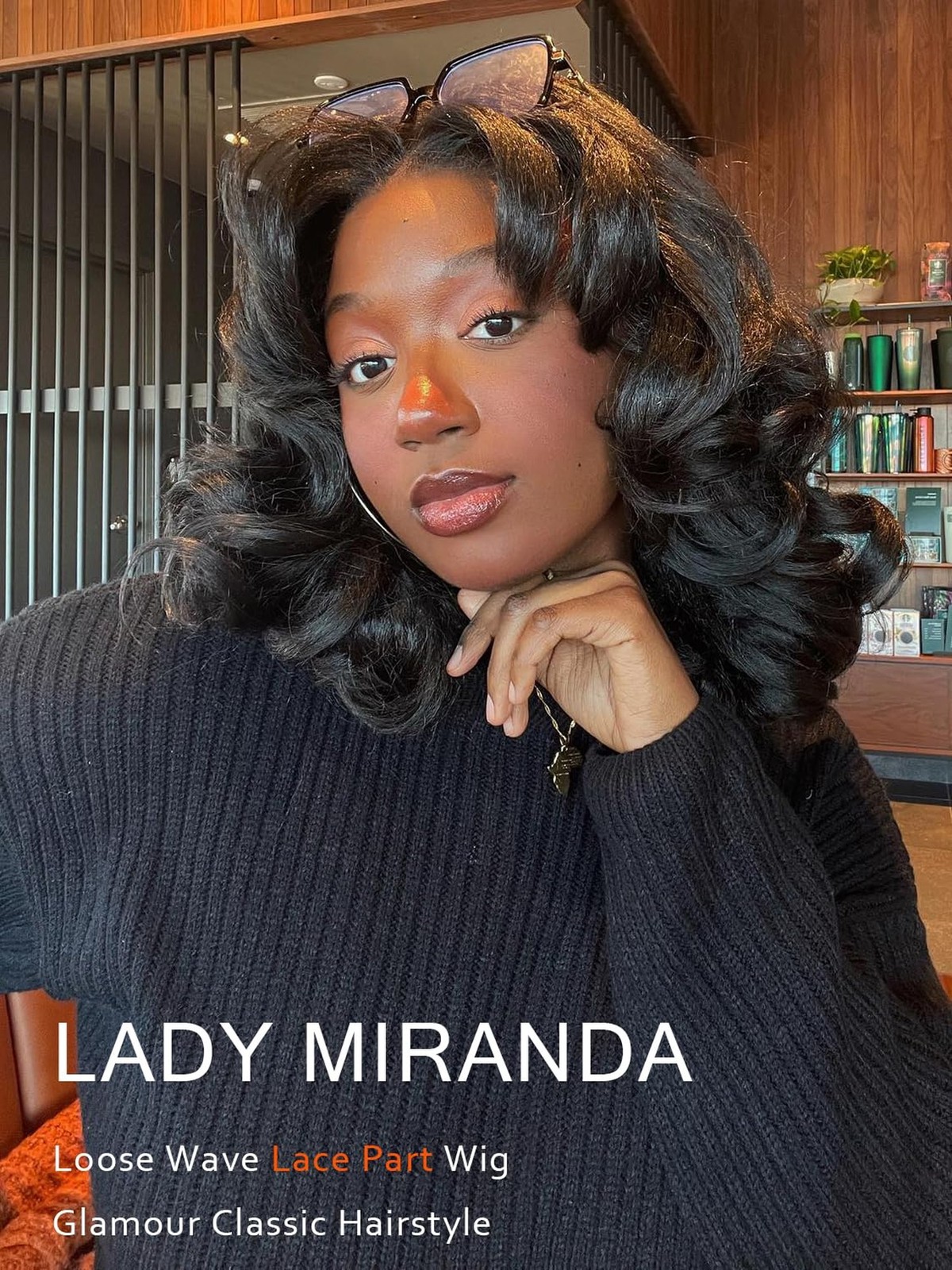Lady Miranda Loose Wave Lace Part Wig Pure Color Nature Curly Synthetic Heat …