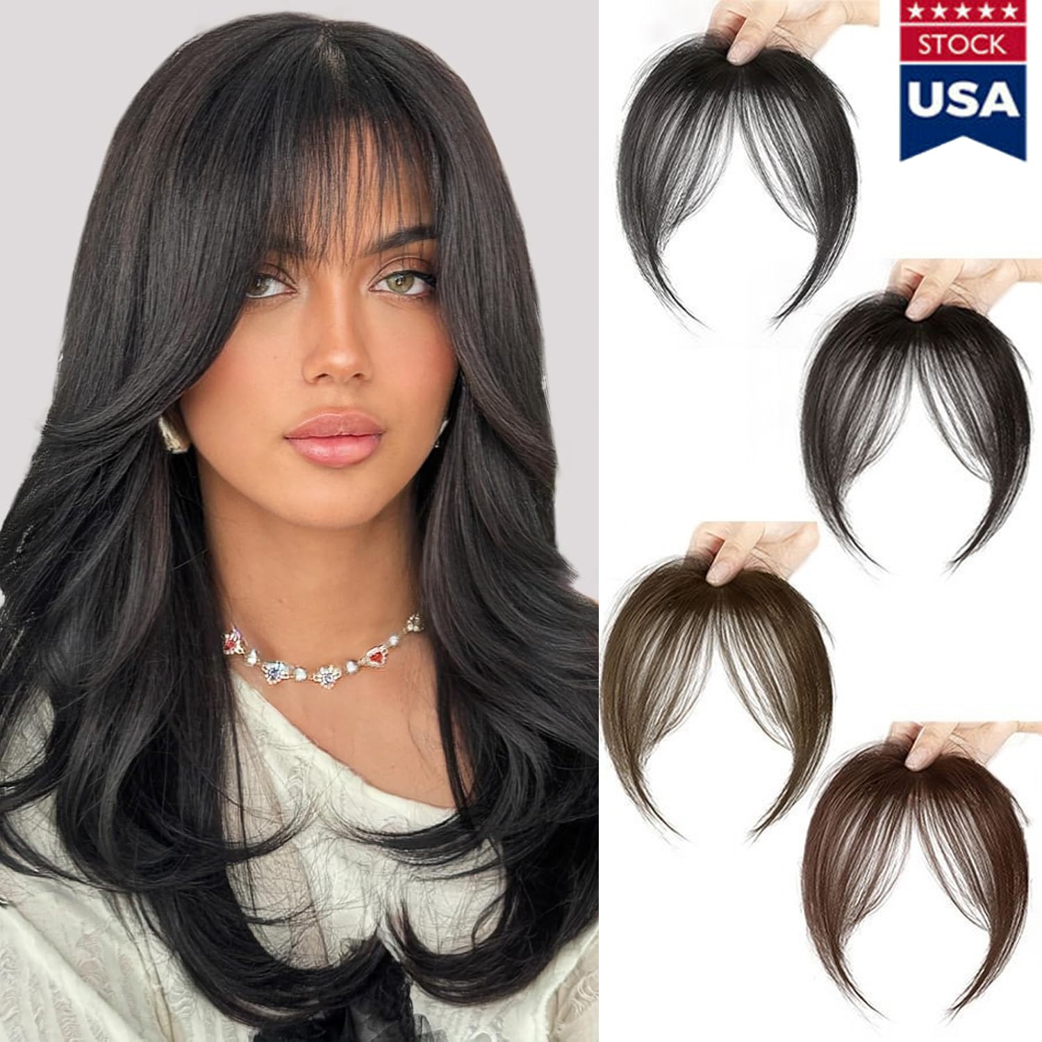 4-Color Bangs Hair Clip in Bangs Fringe with Temples Hairpieces Women Hair Bangs
