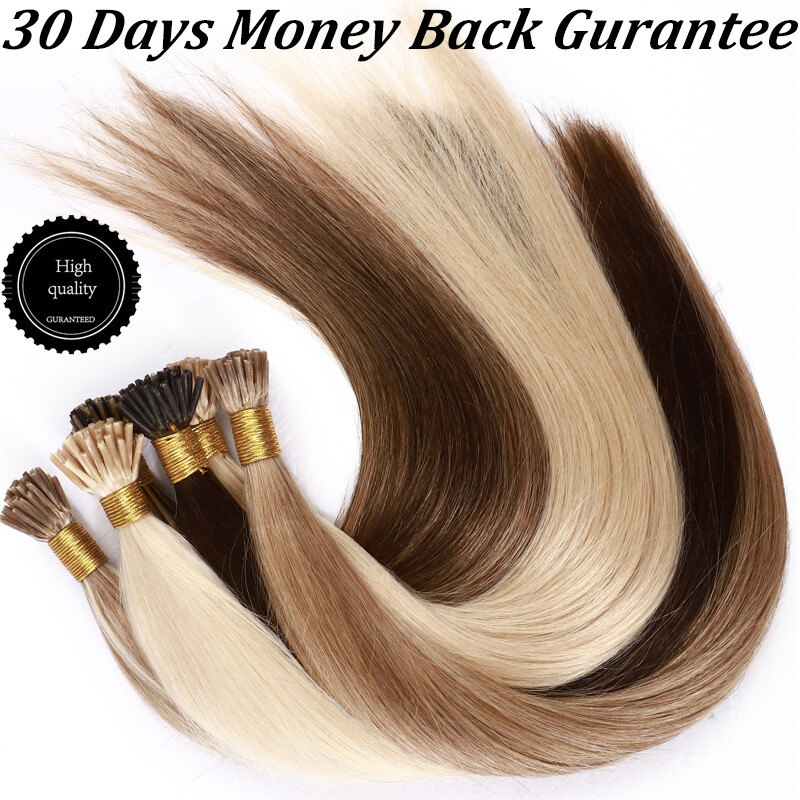 Russian Micro Bonds Stick I Tip Human Remy Hair Extensions Full Head 150G/14-24″
