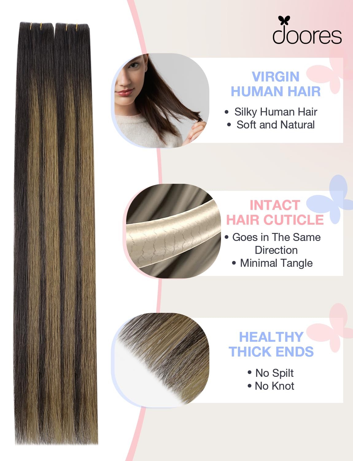 Doores Invisible Hair Extensions Real Human Hair Tape In Invisi Edge Dark Brown