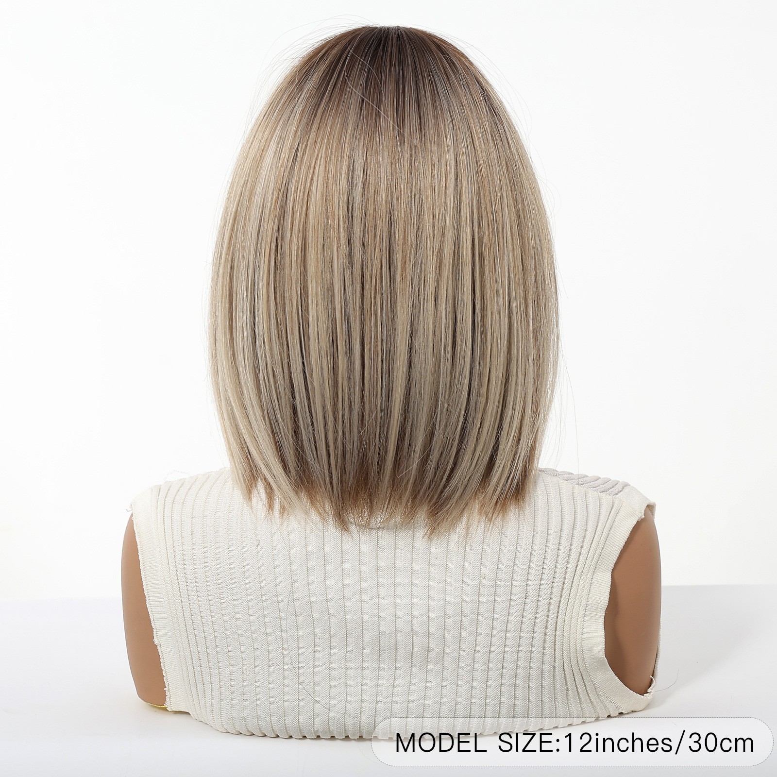 Ombre Ash Blonde Bob Wig With Bangs for Women Girls Party Daily Straight Bob Wig