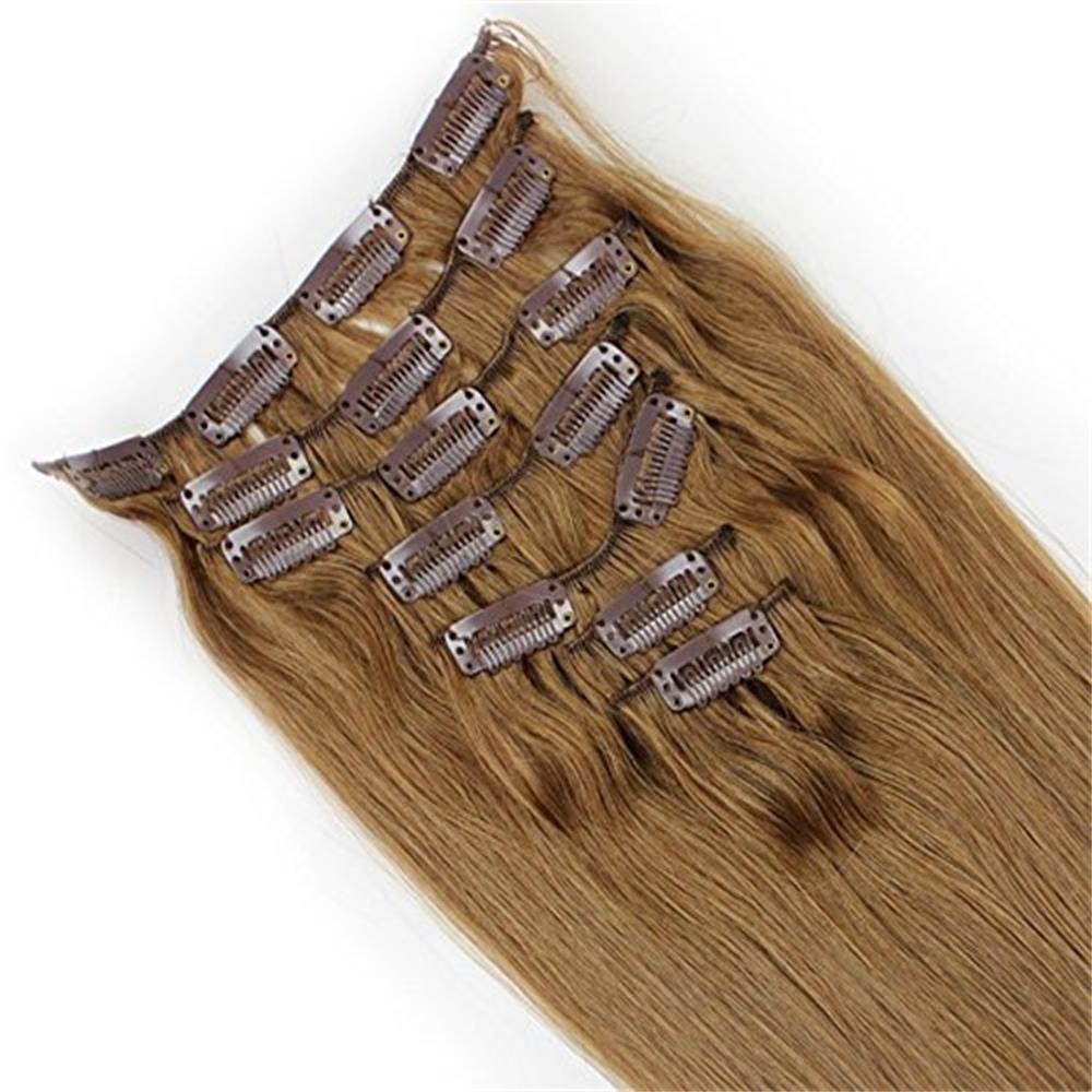 Double Weft Clip In Real Remy Human Hair Extensions Full Head Thick for Women