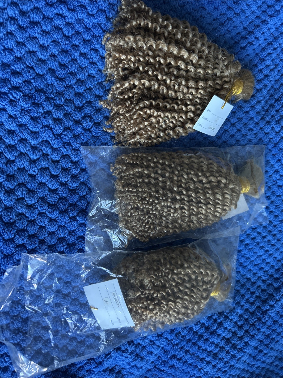 3 Bundles Human Hair 12” Bulk For Braiding NO WEFT Golden Blonde Color #27 FRESH