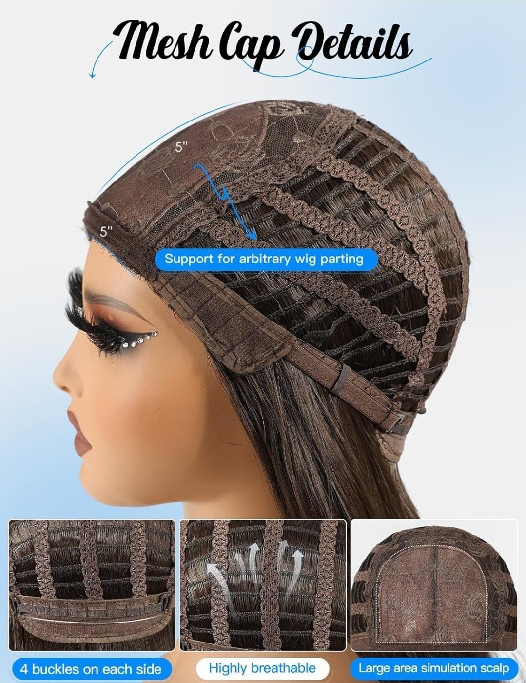 Long Ash Blonde Ombre Full Wig Human Hair blend layers bangs Free Part