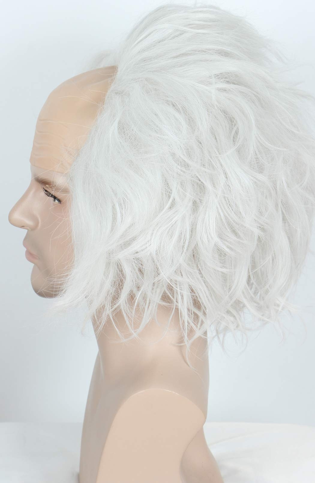 Unisex Short Bald Wig Silver Costume Cap Halloween Fancy Dress Adult Wig