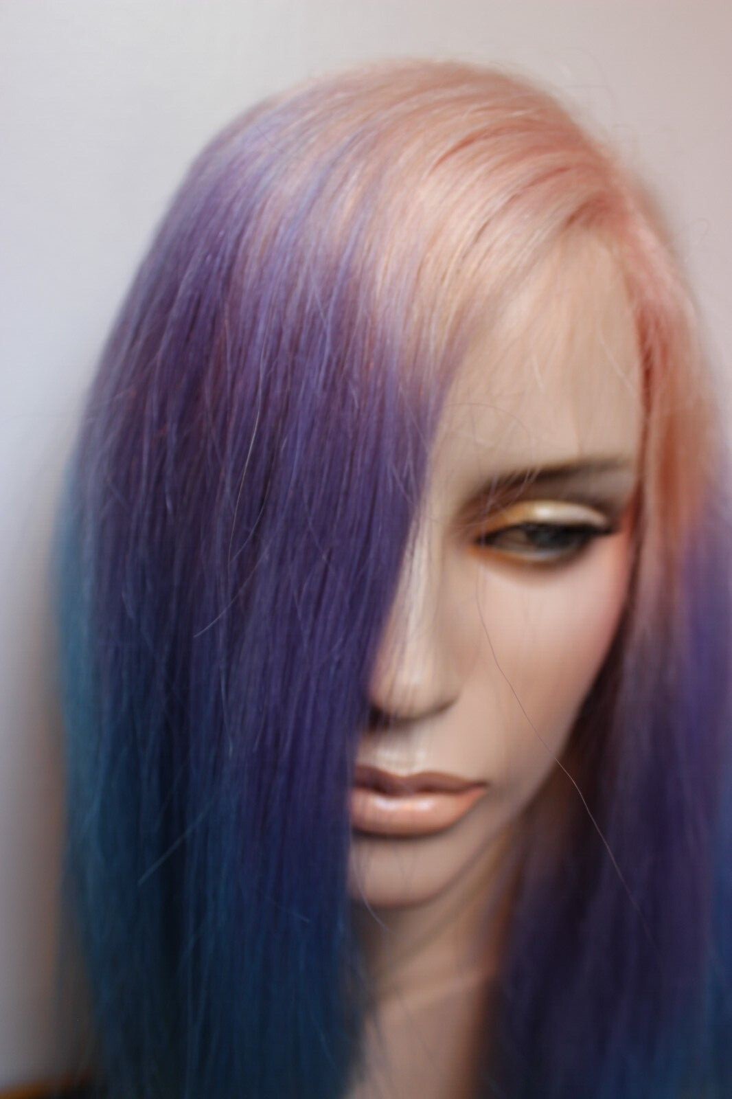 colorful lace front full lace human hair wig pink blue purple size medium