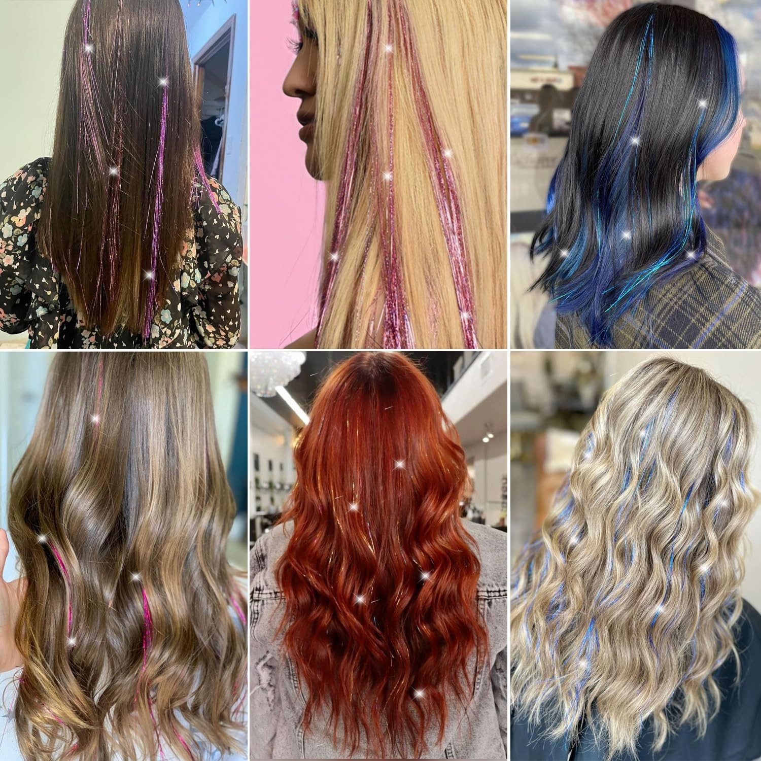 20 Colors Hair Tinsel Kit – 8800 Strands Heat Resistant 48 Inch Sparkle Set