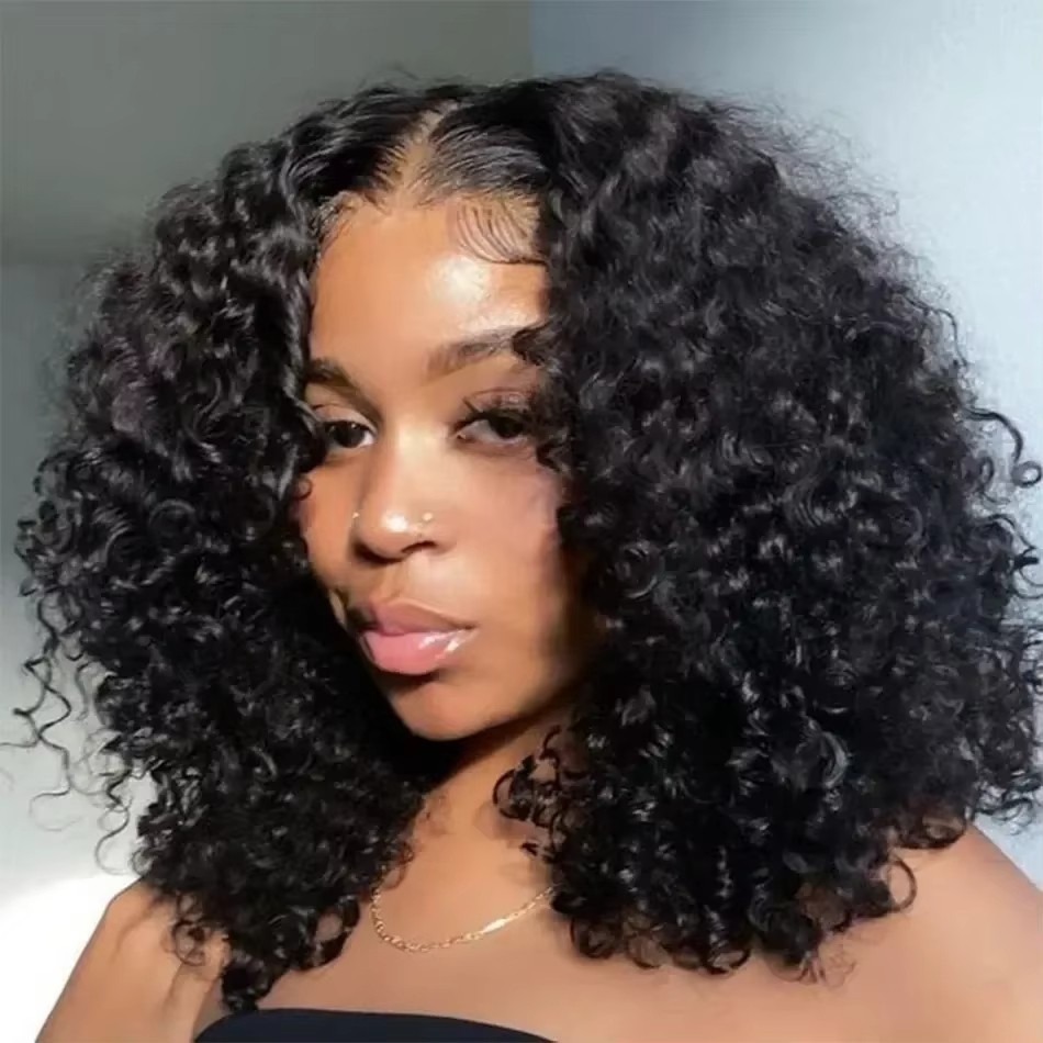 Brazilian Curly Short Bob 13×4 HD Lace Frontal Human Hair Deep Wave Front Wigs