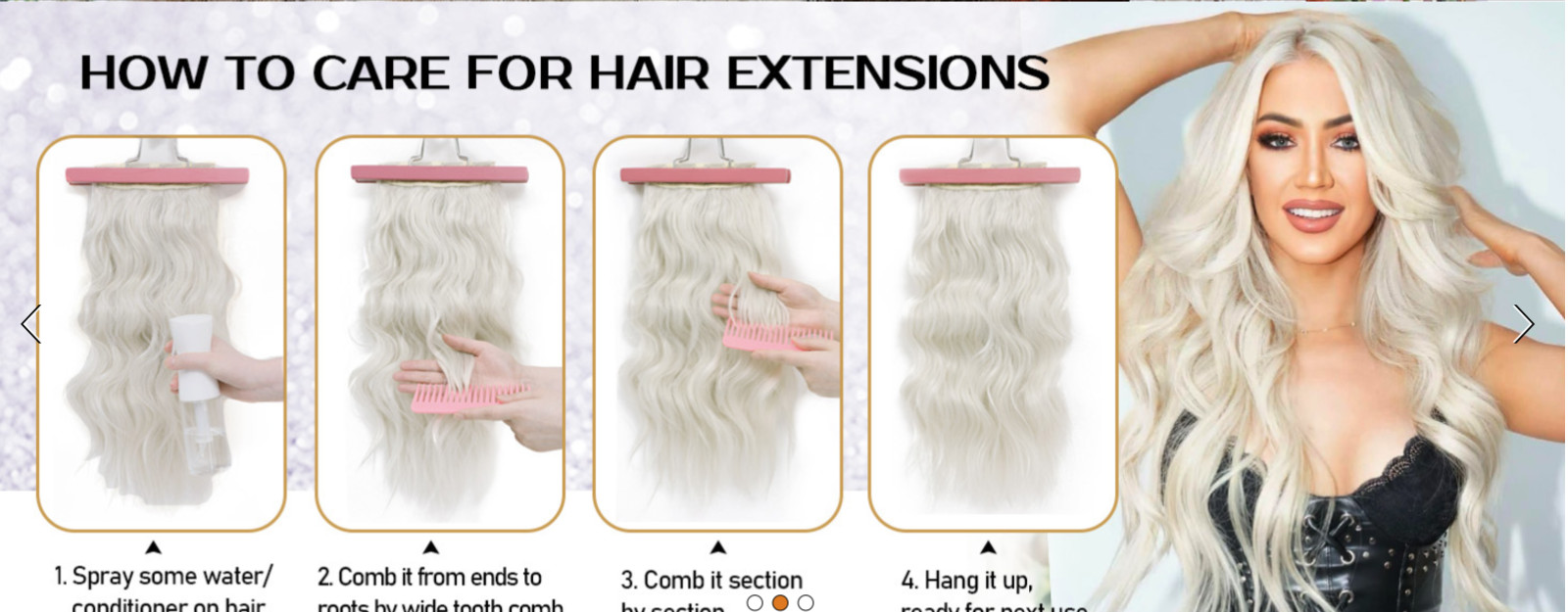 Platinum Blonde Synthetic Clip in Hair Extensions 5Pcs 20 Inches Long Wavy Hair