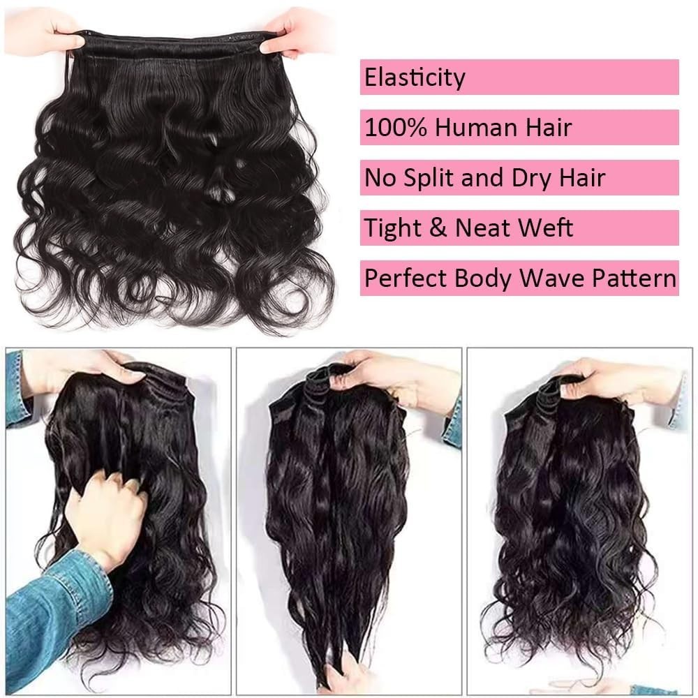 14A Body Wave Human Hair Bundles 20 22 24 Inch Thick Weave Natural Color