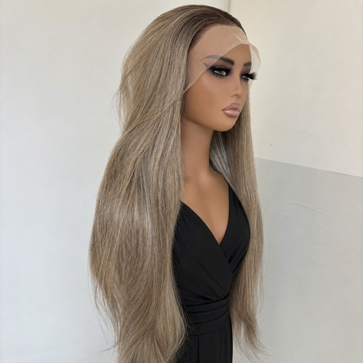 Synthetic Hair Heat Resistant Lace Front Wig Mix Blonde Long Straight