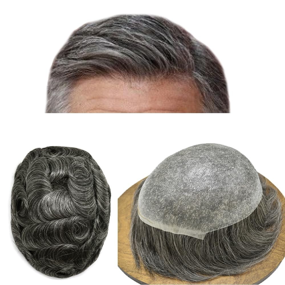 Ultra Thin Skin Mens Toupee Hairpieces PU System Wig Mens Hair Replacement
