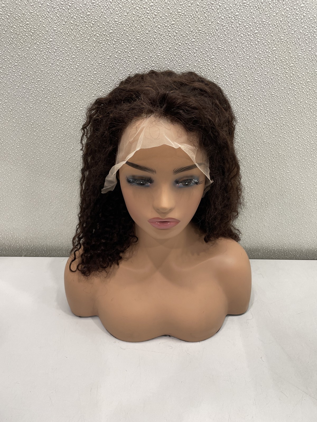 Dark Brown Water Wave Human Hair Blend 13×4 Lace Front Wig, 16″