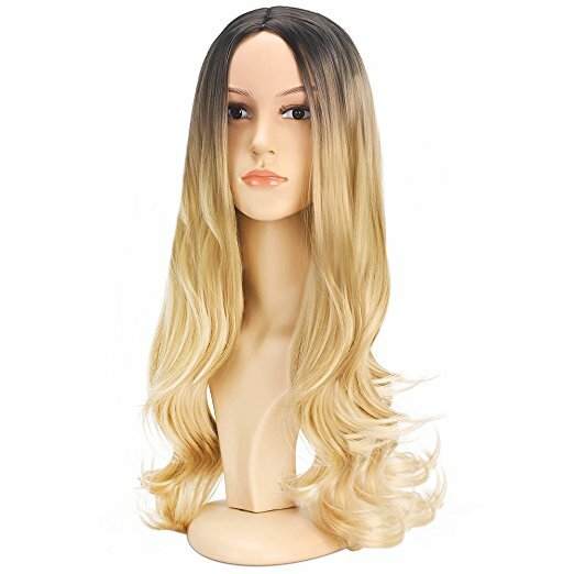 Long Big Wavy Blue Purple Pink Icecream Bubble Gum Ombre Hair Wig Women