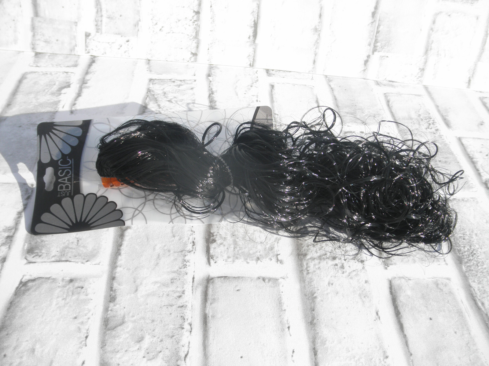 NEW JUST BASIC SYNTHETIC BLACK JAW CLAW CLIP CURLY PONY TAIL HAIR EXTENSION 11″