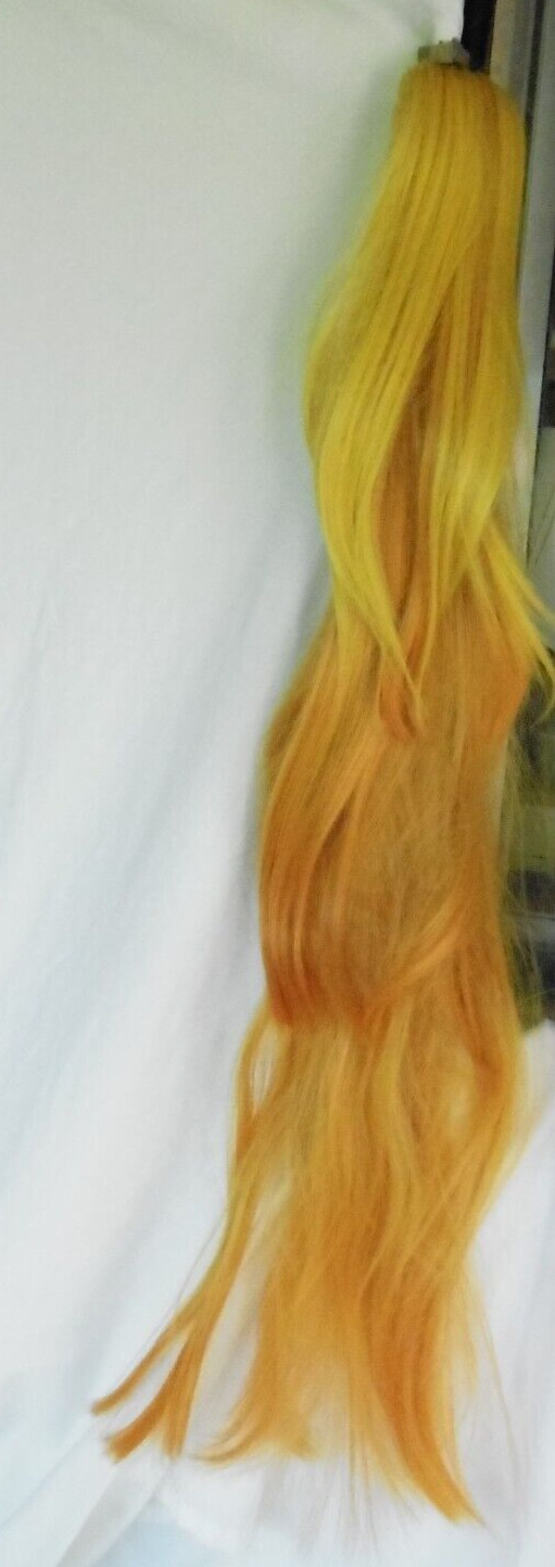 Clip In Ponytail Synthetic Hair Extension 32″ Chopped Layers Orange & Yellow