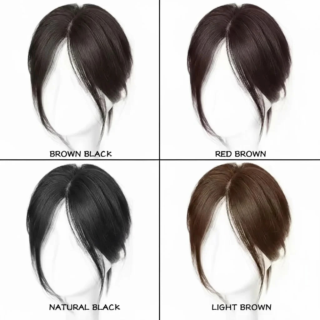 Black Brown 2 Clips Hair Patch with Curtain Bangs By Zebaish