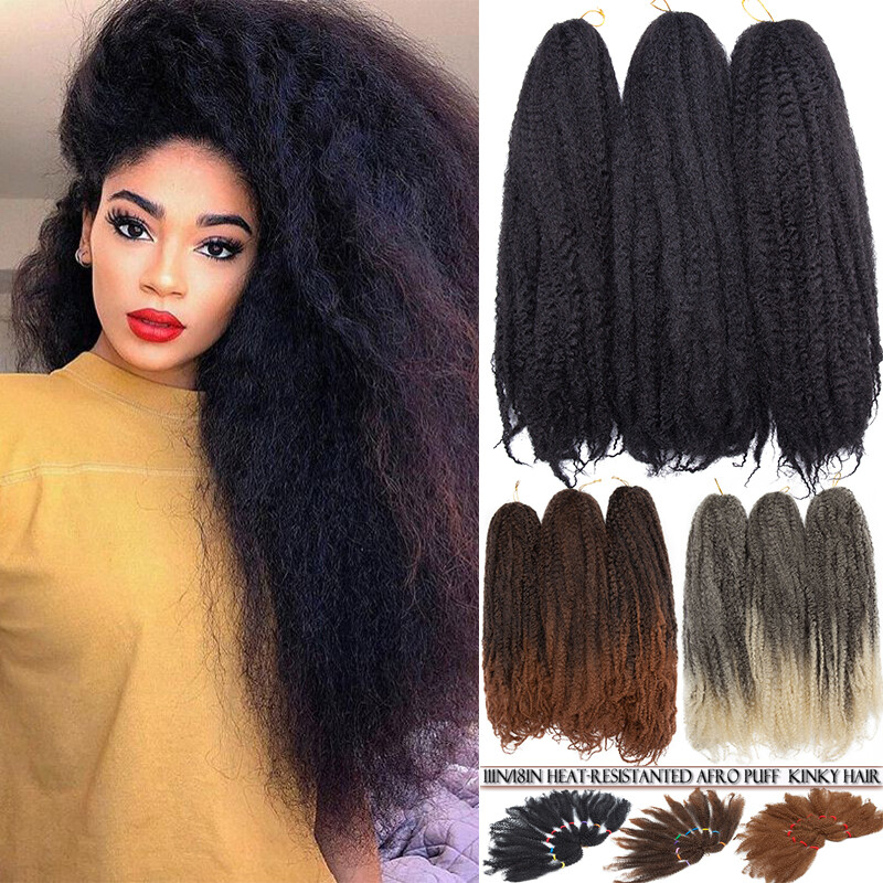 3/5 Bundles Puff Afro Kinky Curly Braids Bulks Braiding Hair Extension As Human