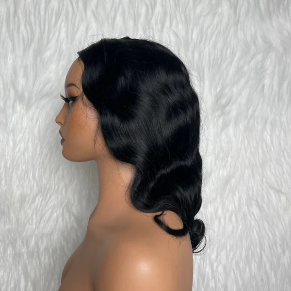 U Part 12inch 150% #1 Jet Black Color Wig – Body Wave