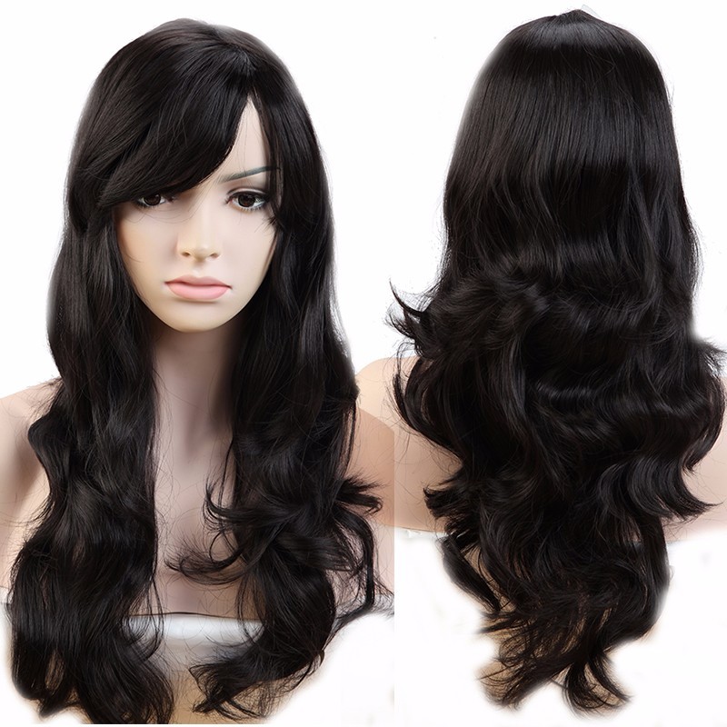 Real Deluxe Curly Wavy Long Hair Full Wig Ombre Blonde Brown Cosplay Party Wig s