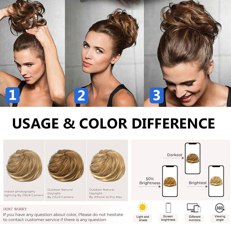 US Tousled Messy Bun Piece Scrunchie Curly Wavy Extra Thick Updo Hair Extensions