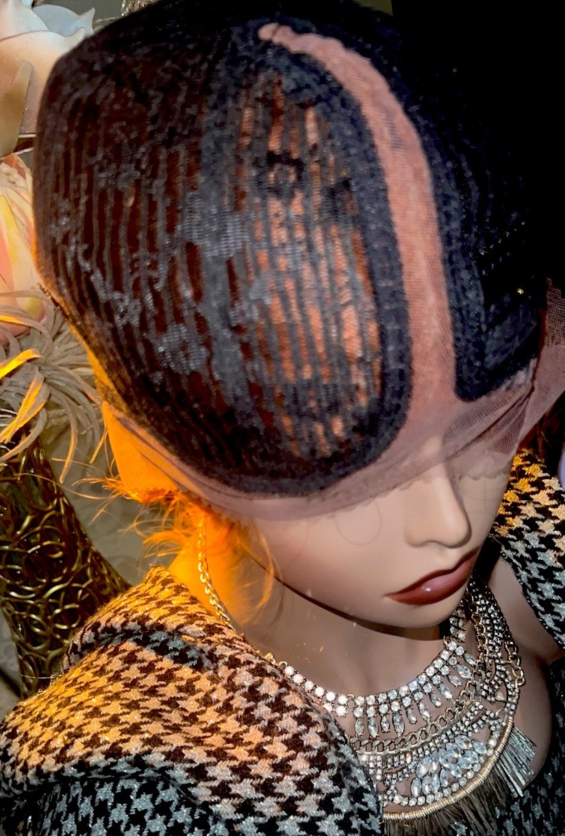 LACE 100% HUMAN HAIR WIG GINGER COLOR FINGER WAVE LIGHT DENSITY 6” PARTING NEW