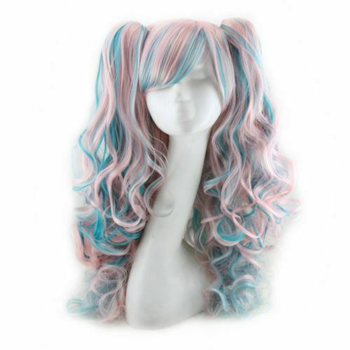 Halloween Lolita Full Curly Wig Pigtails Wavy Hair Cosplay Costume Party