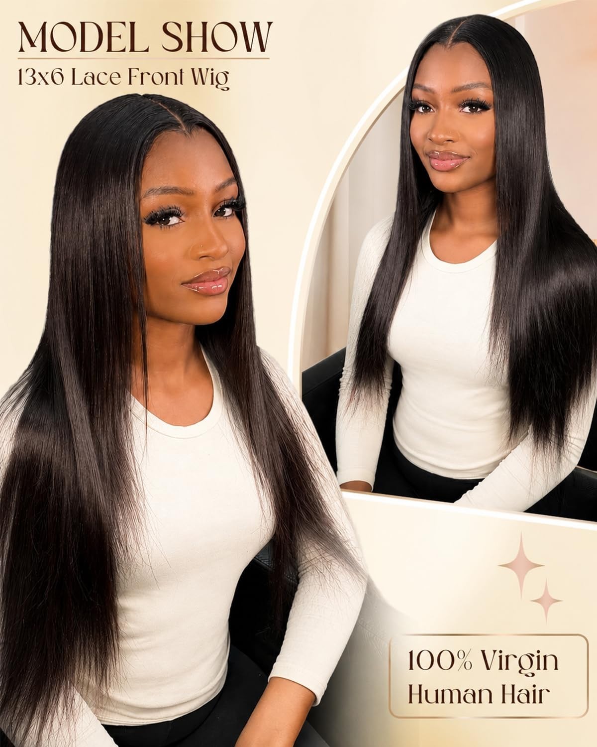 13×6 Lace Front Wig 100% Unprocessed Virgin Human Hair, 200 Density, HD Lace, Pr