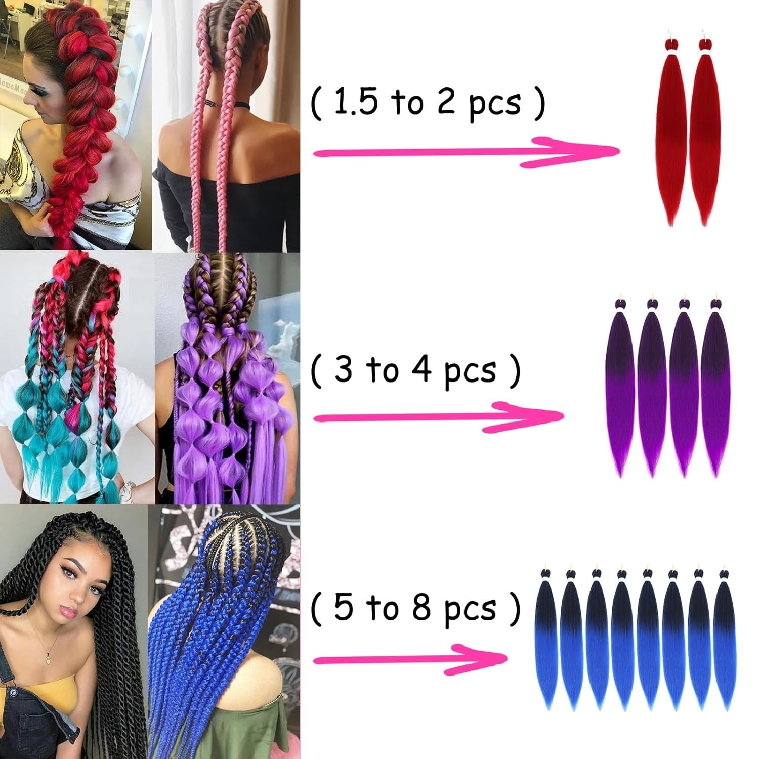 Ombre Black Burgundy Braiding Hair Pre Stretched Boho Hair for Braiding Bohem…