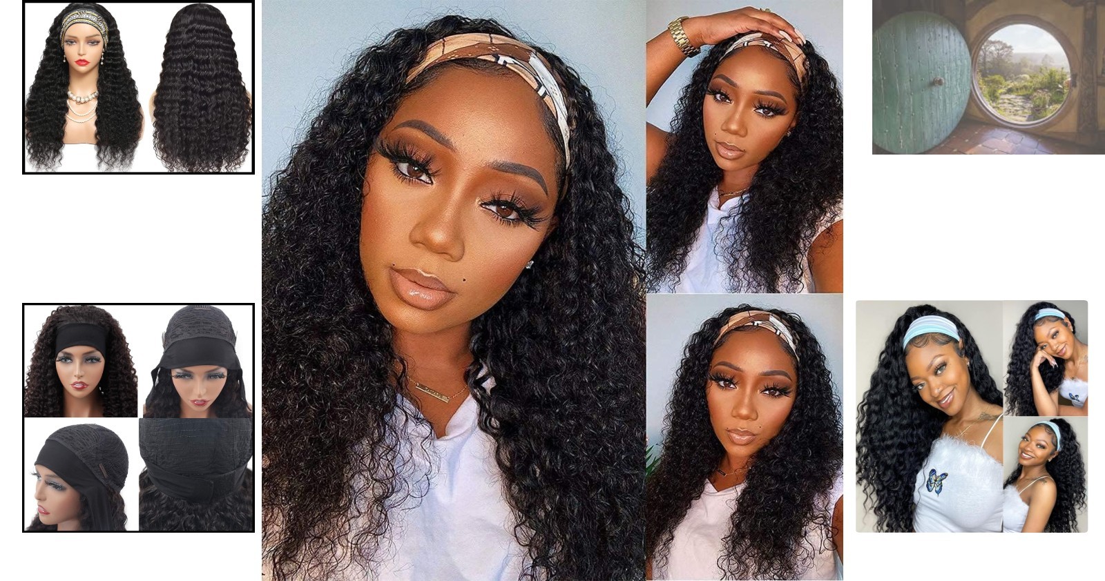 Luxurious 16 Inch Deep Wave Human Hair Headband Wig – Lightweight & Easy to Wear