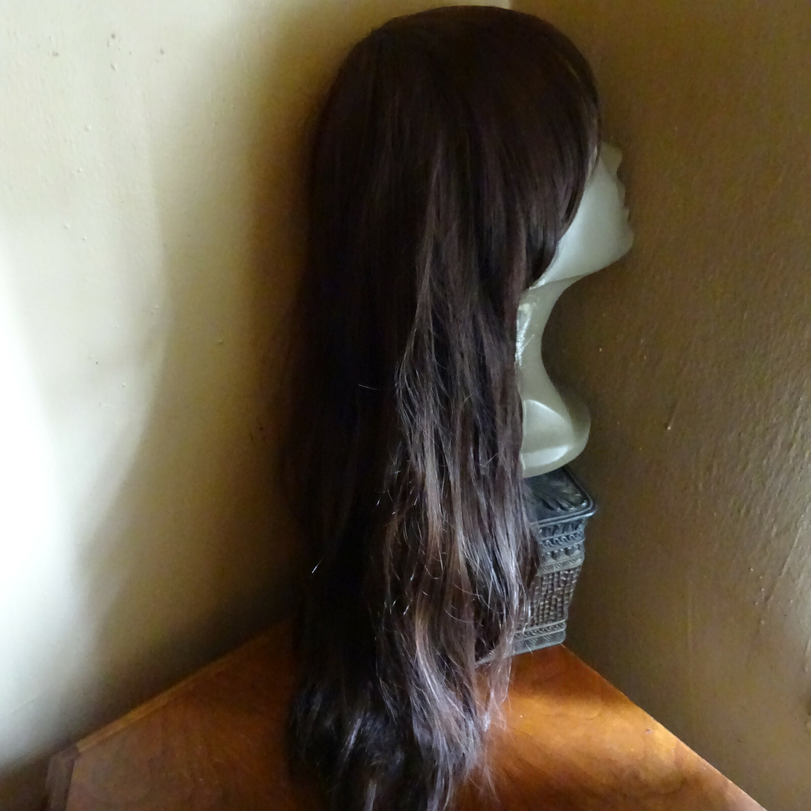 Women Slight Wave W/Bang Brown Long Wig