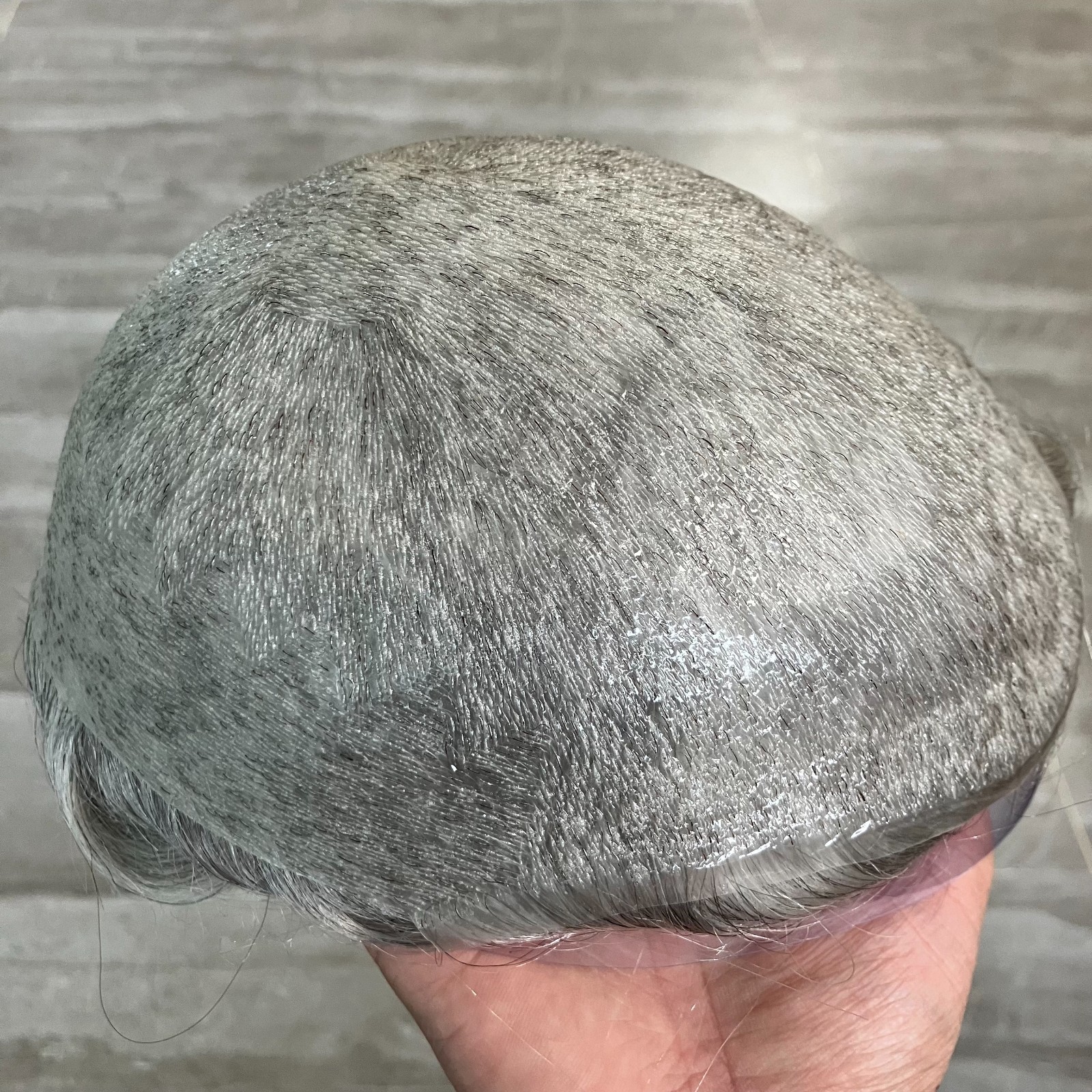 Super Natural Hairline 1b80 Sliver Grey Mens Toupee 0.02mm Ultra Thin Skin Hair