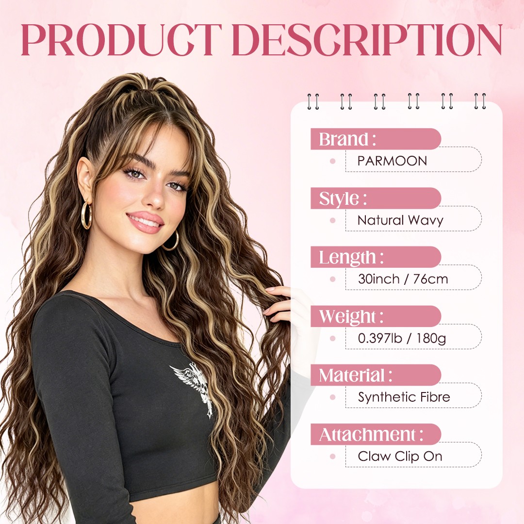 Mega Long & Thick 30″ Fluffy Messy Loose Wave Claw Clip Ponytail Hair Extensions