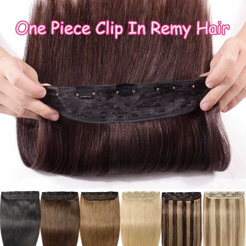 CLEARANCE One Piece Clip in 100% Real Human Hair Extensions Remy Highlight 24in