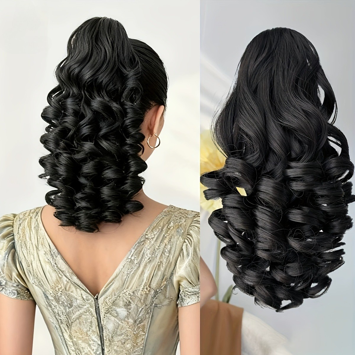 Natural Blend Fluffy Curly Claw Hairpiece fits School Daily Casual Hairstyle Use