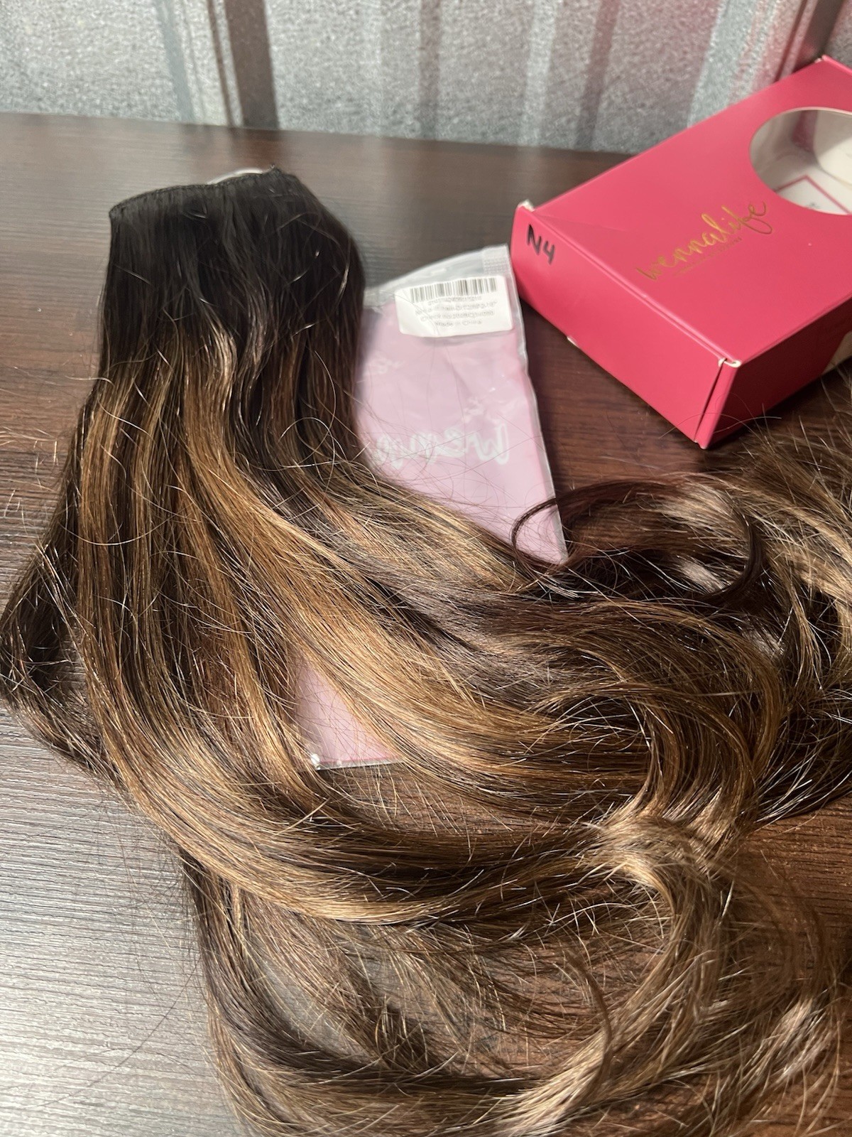 WENNALIFE Wire Hair Extensions Real Human Hair 16 inch 95g Balayage