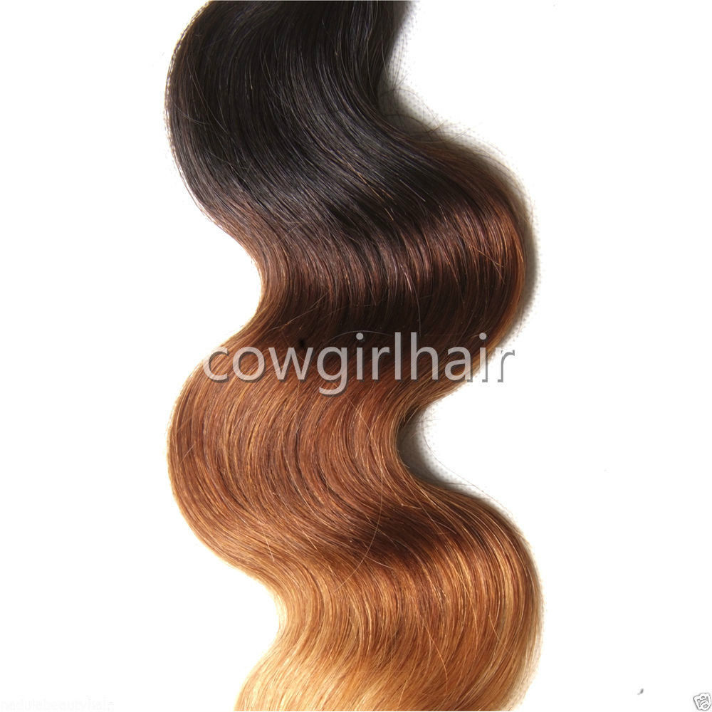 Ombre Body Wave Black Brown Blonde 1B/4/27 Sew In 100 Human Hair Weave 1 Bundle