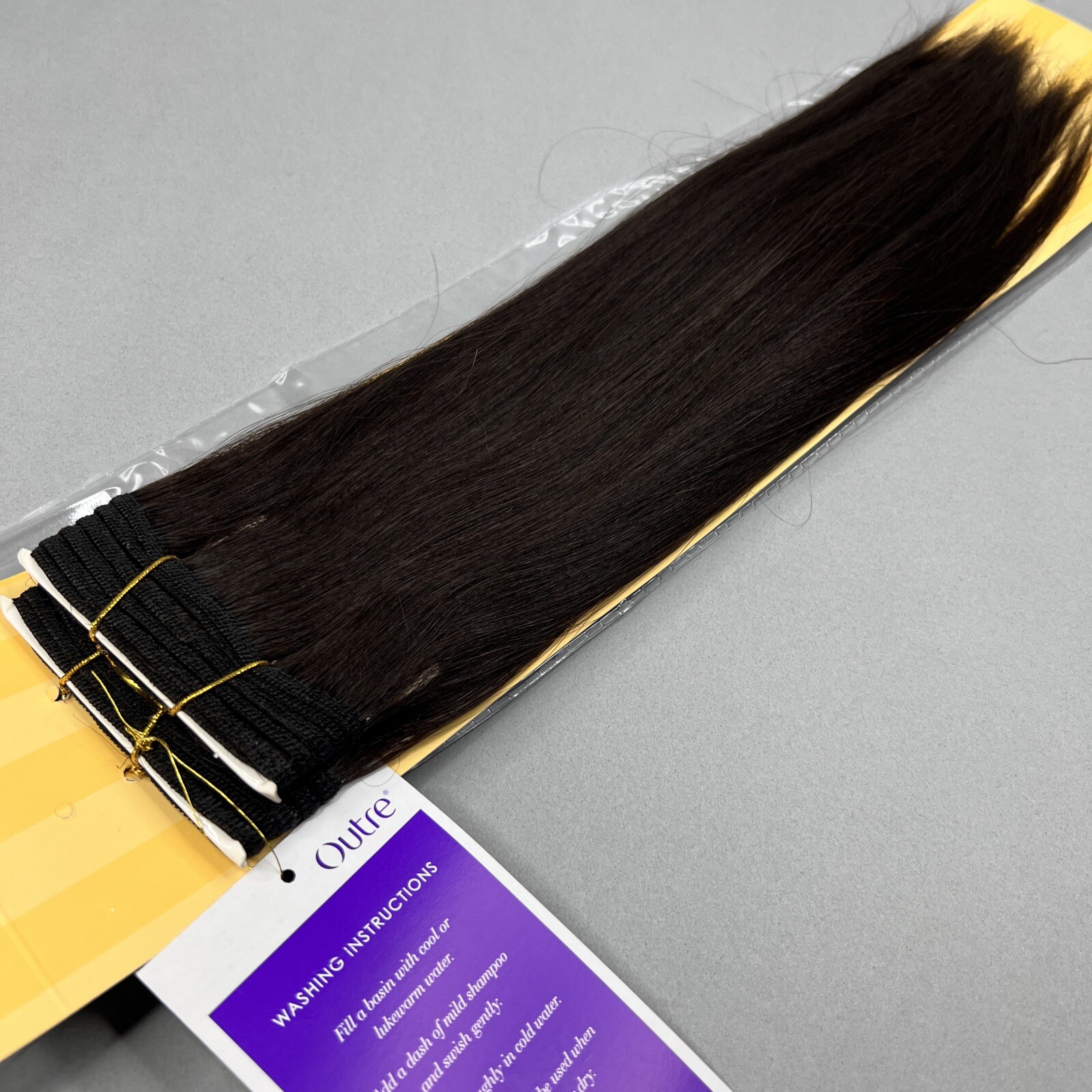 New Yaki #2 Darkest Brown 14” Straight 100% Human Hair Extensions Weft Tracks
