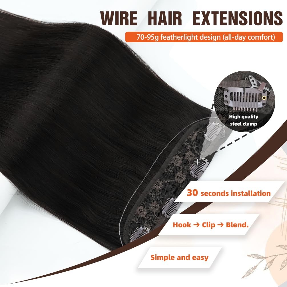 Isweet Invisible Wire Extensions Real – 18 Inch 80G P16/22 Light Blonde