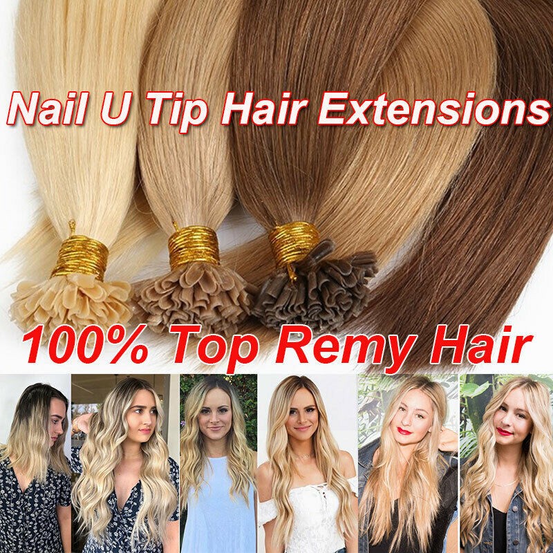 Keratin Bonded U Tip Hair Extensions Double Drawn Remy Human Hair Various Colors