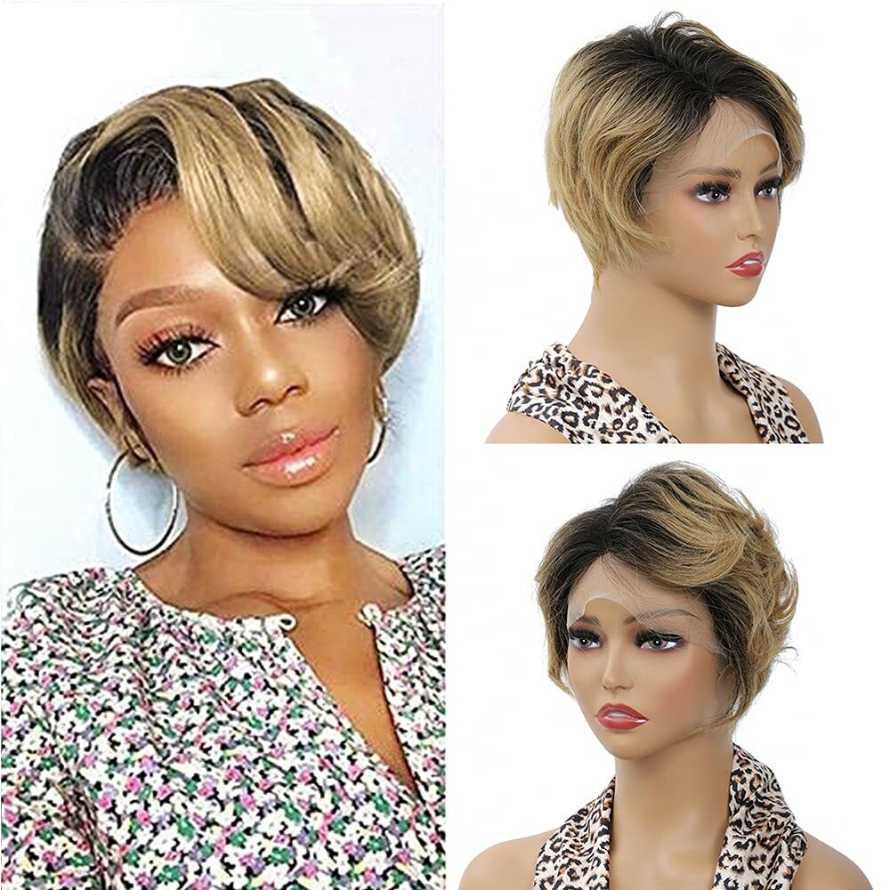 Pixie Cut Wigs for Black Women Human Hair Short Pixie Cut L Part Lace Front Wigs