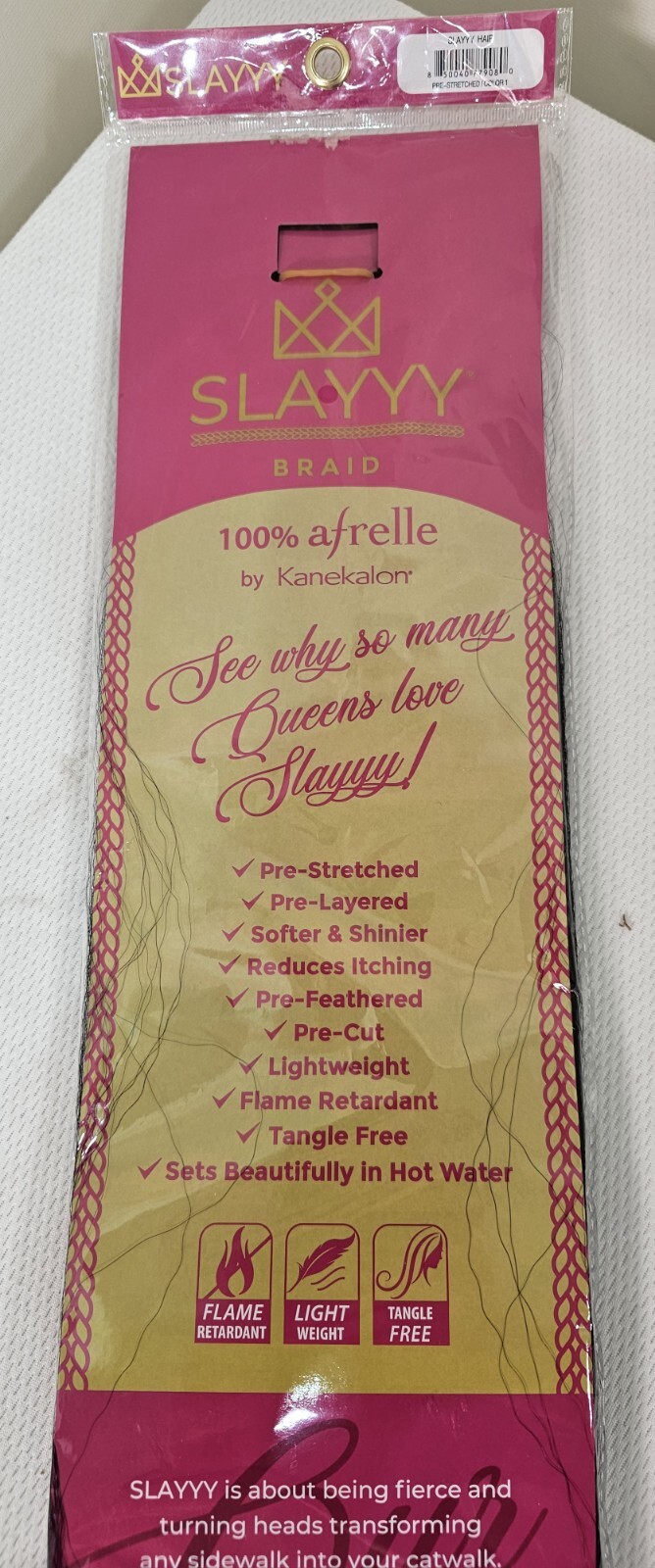 SLAYYY HAIR Braiding Hair 54″ Pre-stretched Pre- Feathered Black [1 PACK] NEW