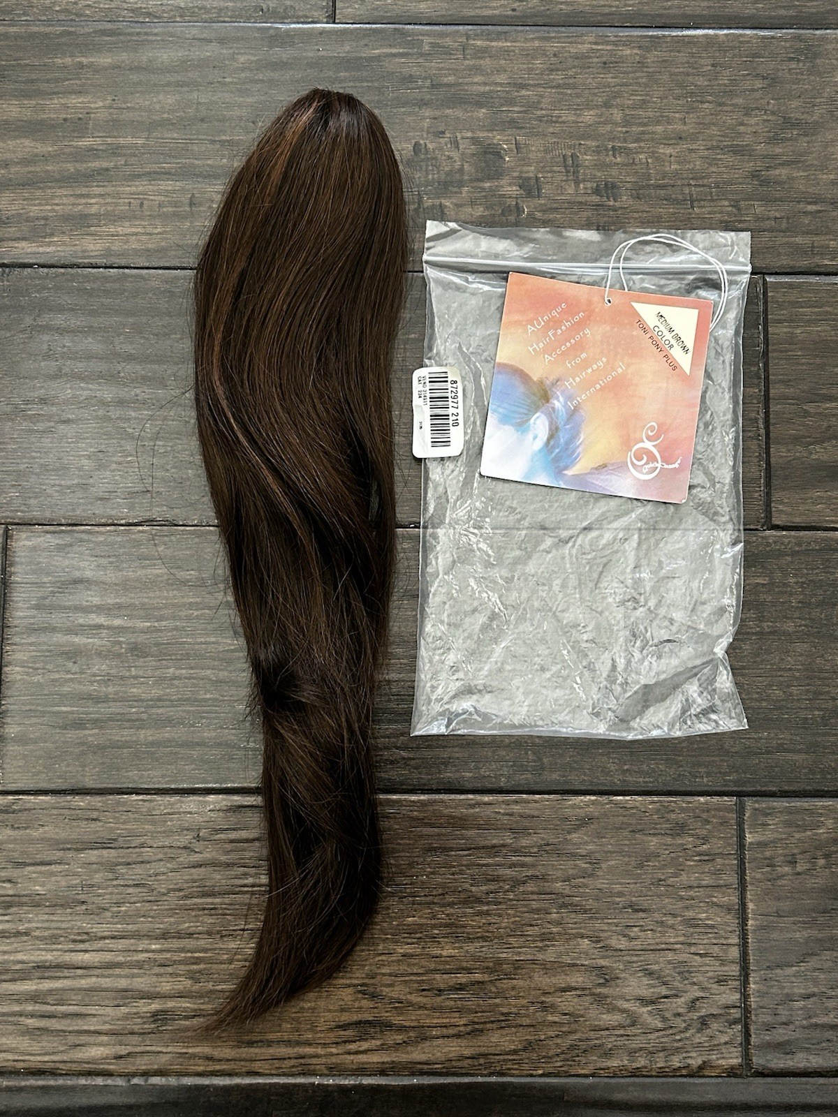 Synthetic Claw Clip Pony Tail 17” Long Medium Brown Brunette